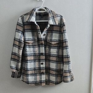 Ever New Melbourne Country Check Brown and Beige Plaid Shacket Jacket Size 2